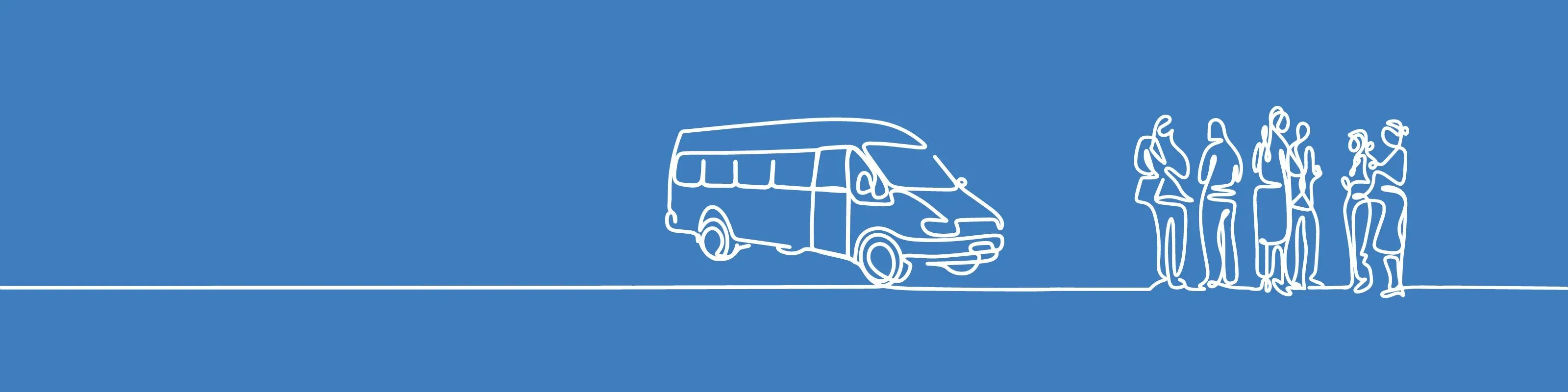 Minibus by Hanse Mondial with a waiting travel group