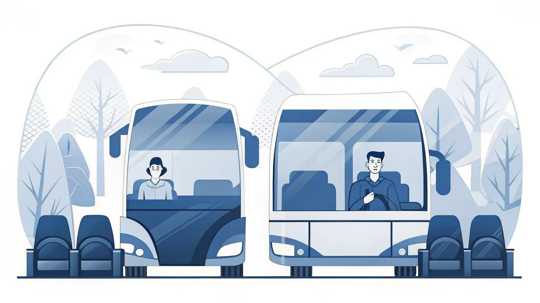 Illustration: Mikrofon auf einem Bussitz neben einem angelegten Sicherheitsgurt