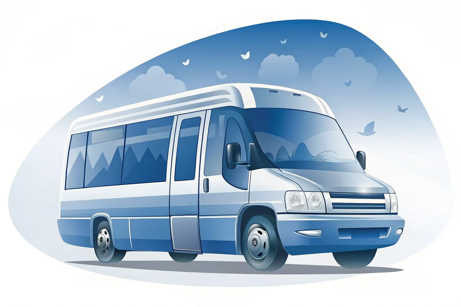 Illustration: Kleinbus für Gruppen bis 17 Personen