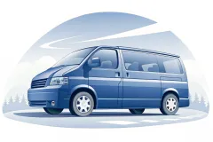 Illustration: moderner Minivan für bis zu 7 Personen