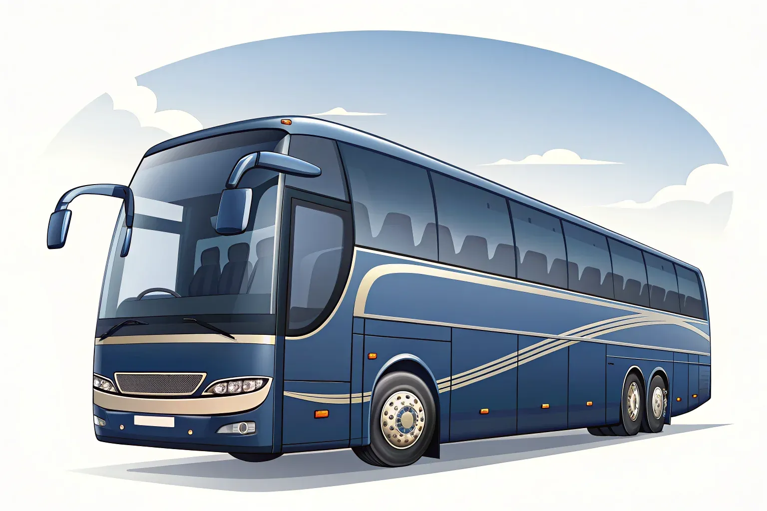 Illustration: VIP-Bus mit getönten Scheiben und edler Ausstattung
