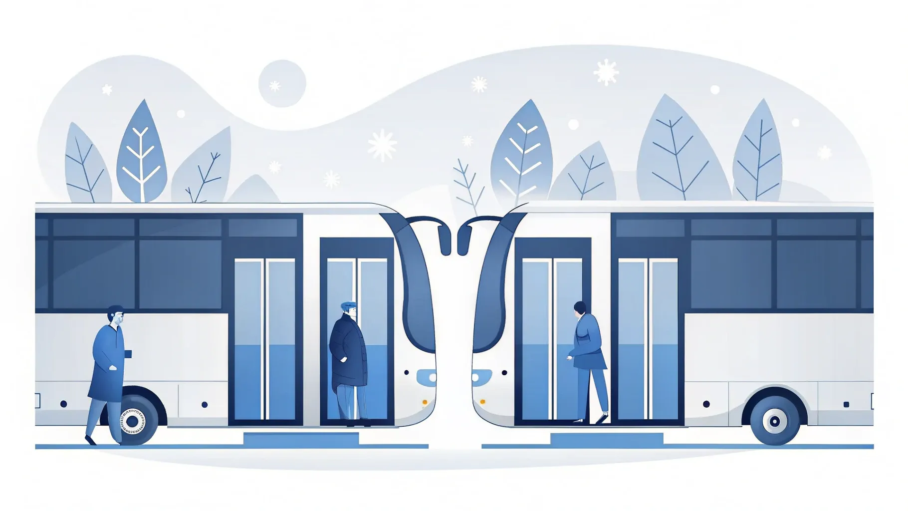Illustration: Adventskalender mit nummerierten Türchen, hinter einem geöffneten Türchen ein kleiner Bus