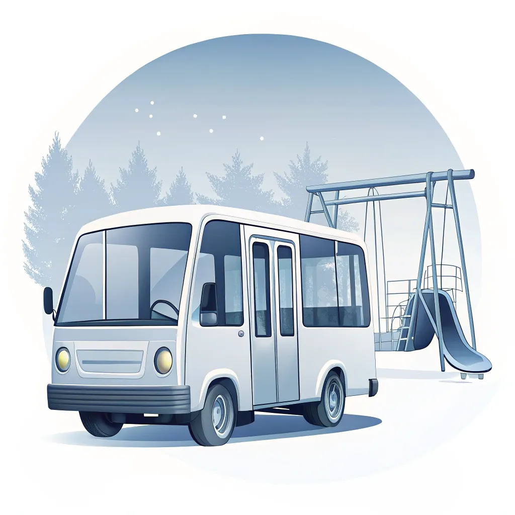 Illustration: minibus at a playground