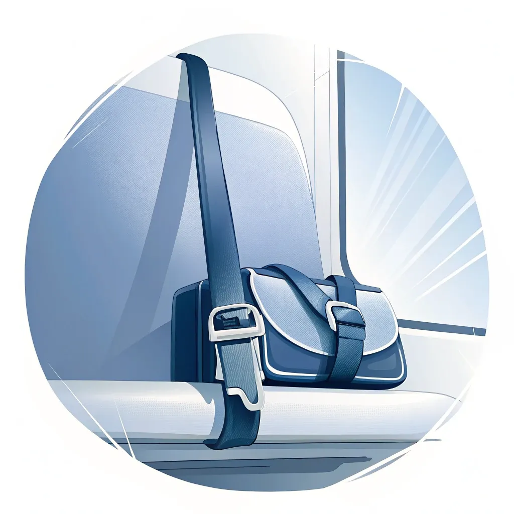 Illustration: seat belt fastened over a school satchel